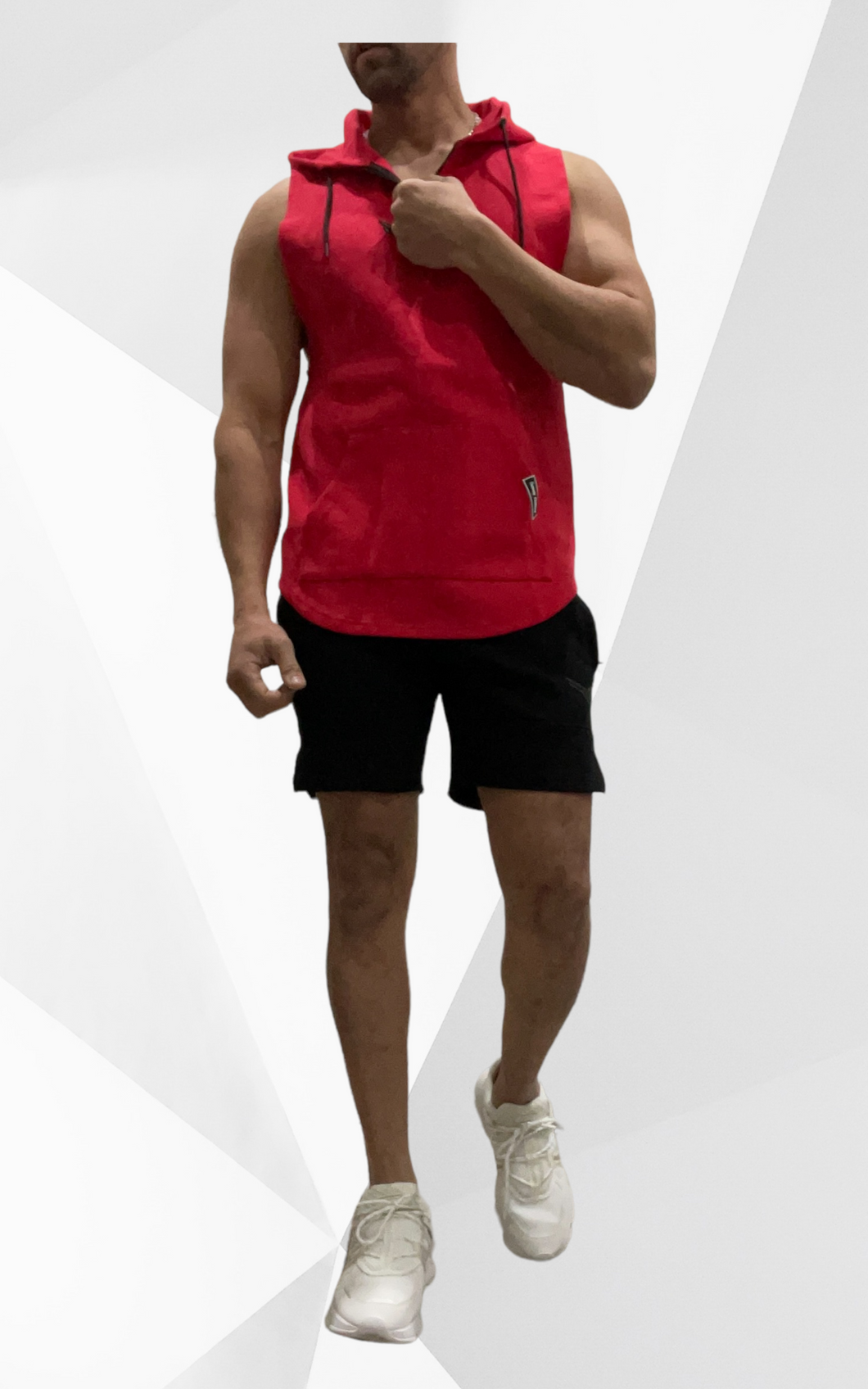 Proline Sleeveless Hooded Tank Scoop Red